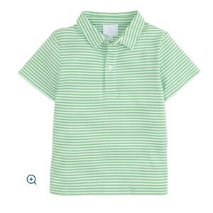 Little English Green & White Striped Polo